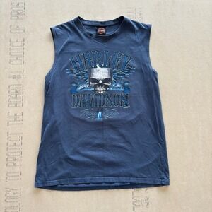 Y2K Harley Davidson Sleeveless T-shirt Skull Sandy's
